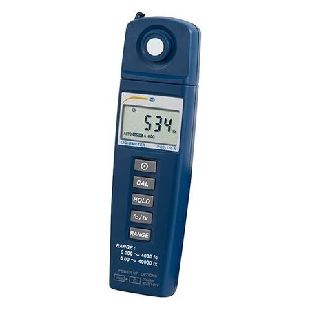 PCE INSTRUMENTS Light Meter, 0.00 to 40,000 lux, Large 5-digit LCD display PCE-170 A